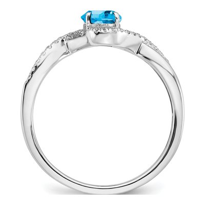 14K White Gold 1/10 ct tw Swiss Blue Topaz & Diamond Oval Twist Ring – view 3