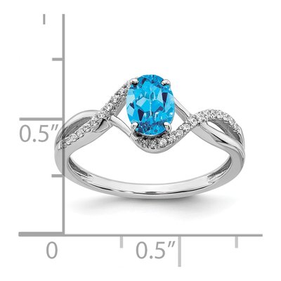14K White Gold 1/10 ct tw Swiss Blue Topaz & Diamond Oval Twist Ring – view 4