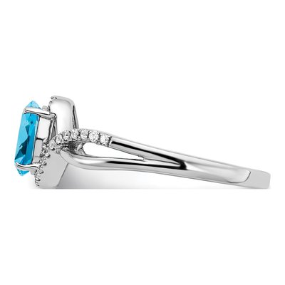 14K White Gold 1/10 ct tw Swiss Blue Topaz & Diamond Oval Twist Ring – view 5