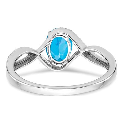 14K White Gold 1/10 ct tw Swiss Blue Topaz & Diamond Oval Twist Ring – view 7