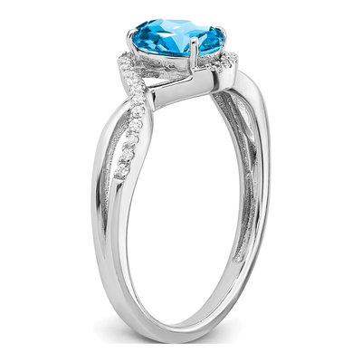 14K White Gold 1/10 ct tw Swiss Blue Topaz & Diamond Oval Twist Ring – view 8