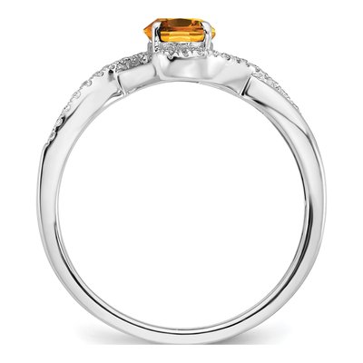 14K White Gold 1/10 ct tw Citrine & Diamond Oval Twist Ring – view 2