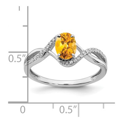 14K White Gold 1/10 ct tw Citrine & Diamond Oval Twist Ring – view 3