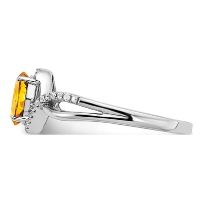 14K White Gold 1/10 ct tw Citrine & Diamond Oval Twist Ring – view 4