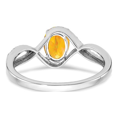 14K White Gold 1/10 ct tw Citrine & Diamond Oval Twist Ring – view 6