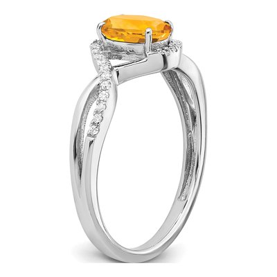 14K White Gold 1/10 ct tw Citrine & Diamond Oval Twist Ring – view 7