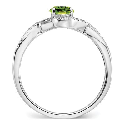 14K White Gold 1/10 ct tw Peridot & Diamond Oval Twist Ring – view 2