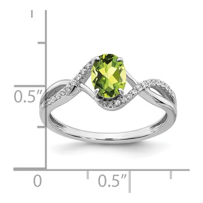 14K White Gold 1/10 ct tw Peridot & Diamond Oval Twist Ring – view 3