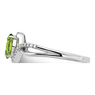 14K White Gold 1/10 ct tw Peridot & Diamond Oval Twist Ring – view 4