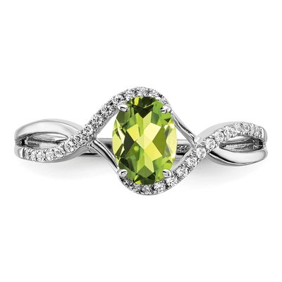 14K White Gold 1/10 ct tw Peridot & Diamond Oval Twist Ring – view 5