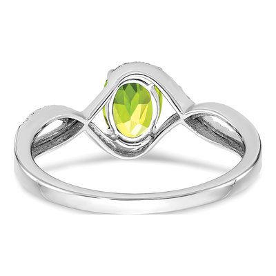 14K White Gold 1/10 ct tw Peridot & Diamond Oval Twist Ring – view 6
