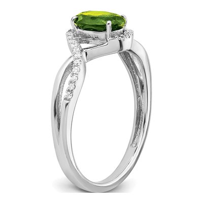 14K White Gold 1/10 ct tw Peridot & Diamond Oval Twist Ring – view 7