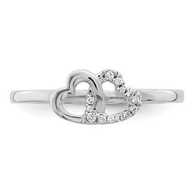 10K White Gold 1/20 ct tw Diamond Double Heart Ring – view 4
