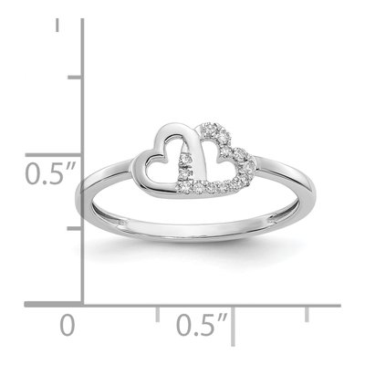10K White Gold 1/20 ct tw Diamond Double Heart Ring – view 5