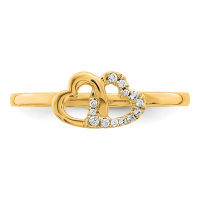 10K Yellow Gold 1/20 ct tw Diamond Double Heart Ring – view 4