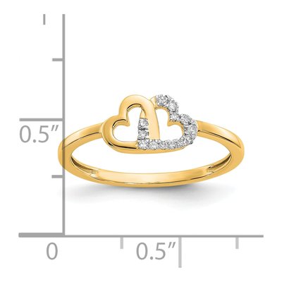 10K Yellow Gold 1/20 ct tw Diamond Double Heart Ring – view 5
