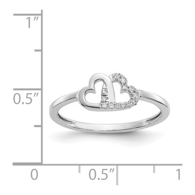 14K White Gold 1/20 ct tw Diamond Double Heart Ring – view 4