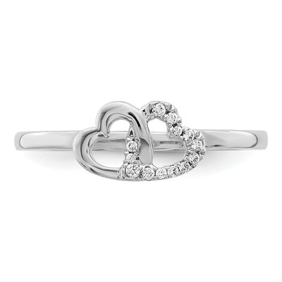 14K White Gold 1/20 ct tw Diamond Double Heart Ring – view 6