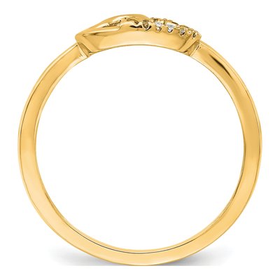 14K Yellow Gold 1/20 ct tw Diamond Double Heart Ring – view 2