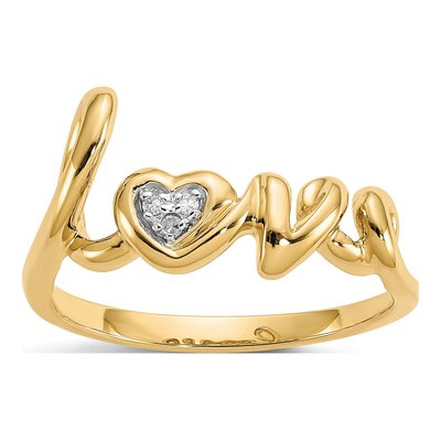 14K Yellow Gold Diamond LOVE Ring