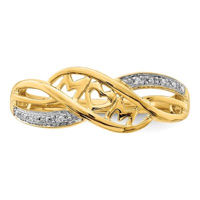 14K Yellow Gold Diamond MOM Ring – view 6