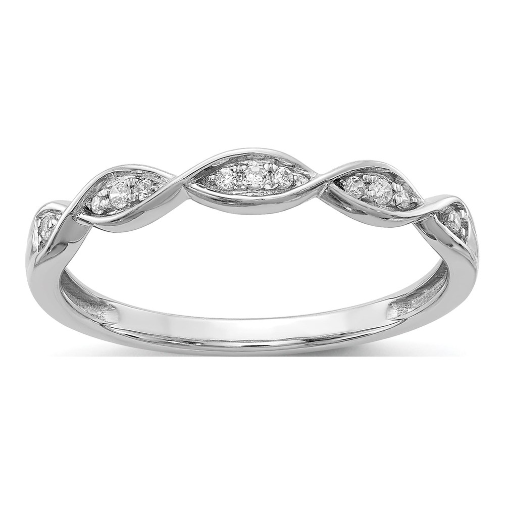 14K White Gold Criss-Cross Diamond Wedding Band