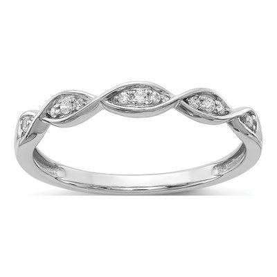 14K White Gold Criss-Cross Diamond Wedding Band