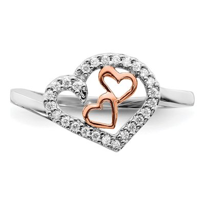 14K Two-Tone Gold 1/8 ct tw Diamond Heart Ring – view 5