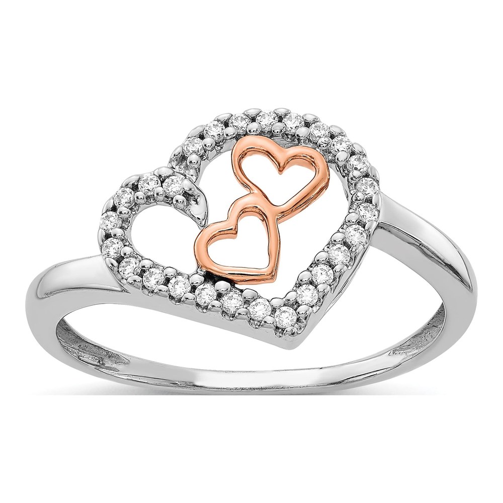 14K Two-Tone Gold 1/8 ct tw Diamond Heart Ring