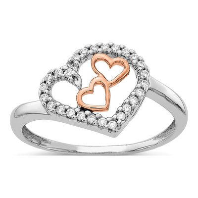 14K Two-Tone Gold 1/8 ct tw Diamond Heart Ring