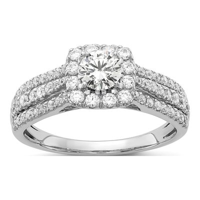 10K White Gold 1 ct tw Lab-Grown Diamond Eternal Promise Halo Engagement Ring