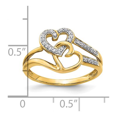 10K Yellow Gold 1/10 ct tw Diamond Double Heart Ring – view 5