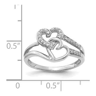 14K White Gold 1/10 ct tw Diamond Two Hearts Ring – view 3