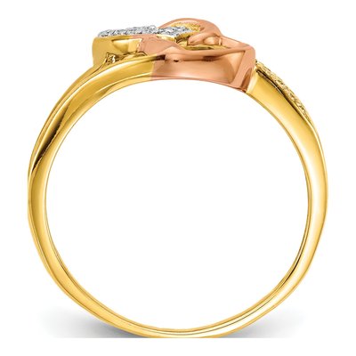 14K Yellow Gold 1/10 ct tw Diamond Intertwined Hearts Ring – view 2