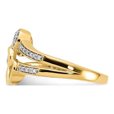 14K Yellow Gold 1/10 ct tw Diamond Intertwined Hearts Ring – view 3