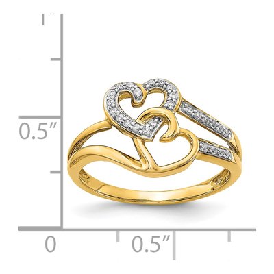 14K Yellow Gold 1/10 ct tw Diamond Intertwined Hearts Ring – view 4