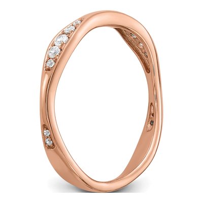 14K Rose Gold 1/8 ct tw Diamond Contoured Wedding Band – view 5