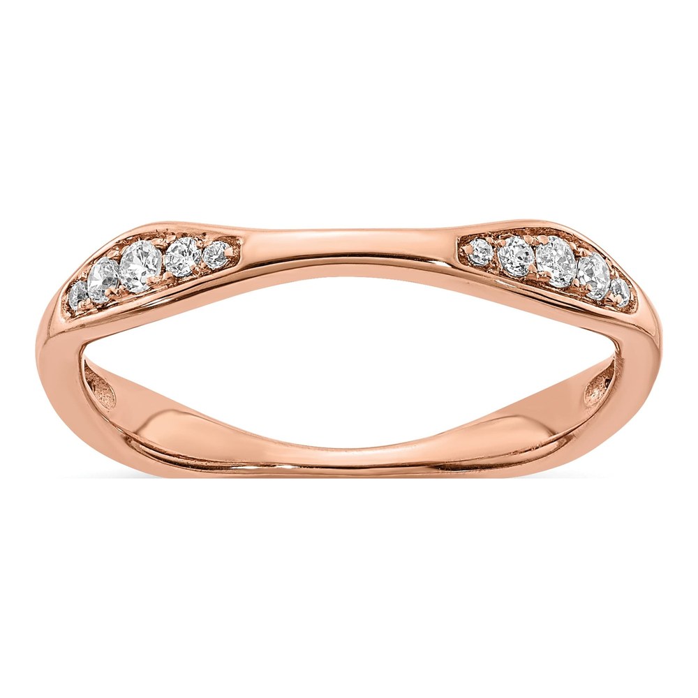 14K Rose Gold 1/8 ct tw Diamond Contoured Wedding Band