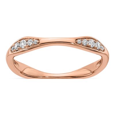 14K Rose Gold 1/8 ct tw Diamond Contoured Wedding Band