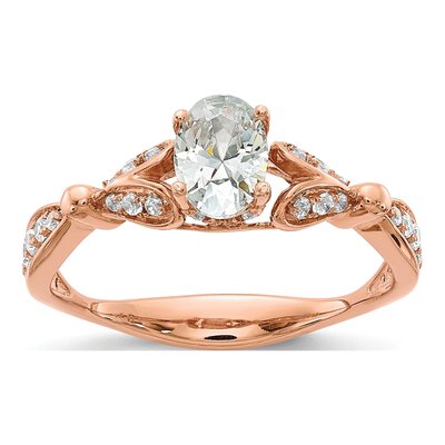 14K Rose Gold Two Hearts Diamond Engagement Ring Semi-Mount