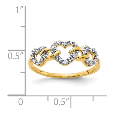 14K Yellow Gold Diamond Triple Heart Ring – view 5