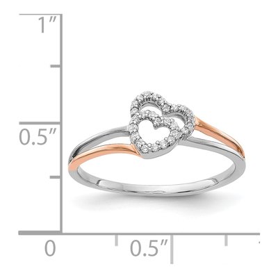 14K Two-Tone Gold 1/10 ct tw Diamond Double Heart Ring – view 4