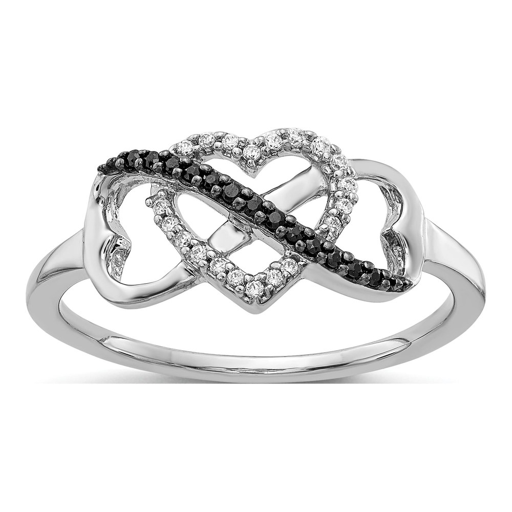 10K White Gold 1/10 ct tw Black Diamond Infinity Ring