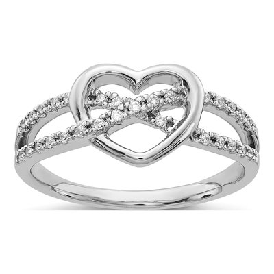 14K White Gold 1/8 ct tw Diamond Heart Ring