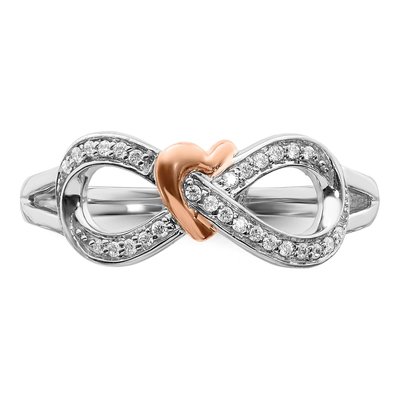 14K Two-Tone Gold 1/10 ct tw Diamond Infinity Heart Ring – view 5