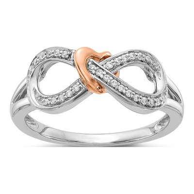 14K Two-Tone Gold 1/10 ct tw Diamond Infinity Heart Ring