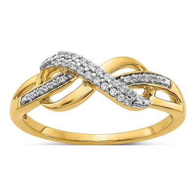 14K Yellow Gold 1/10 ct tw Diamond Infinity Ring