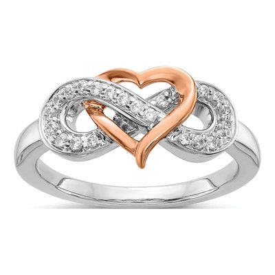 14K Two-Tone Gold 1/6 ct tw Diamond Heart Infinity Ring