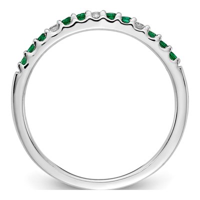 14K White Gold 1/20 ct tw Emerald & Diamond Ring – view 3