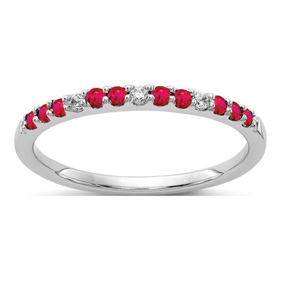 10K White Gold 1/20 ct tw Ruby & Diamond Ring
